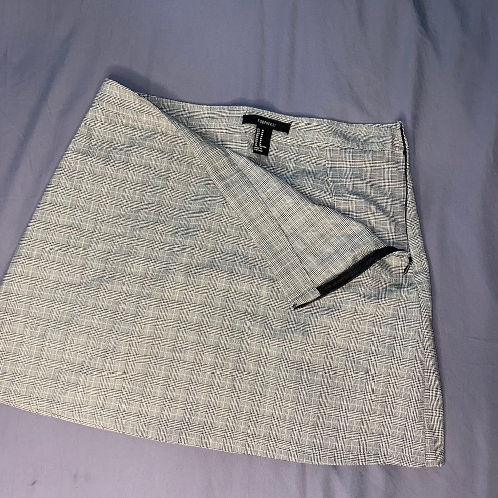 Grey plaid mini skirt